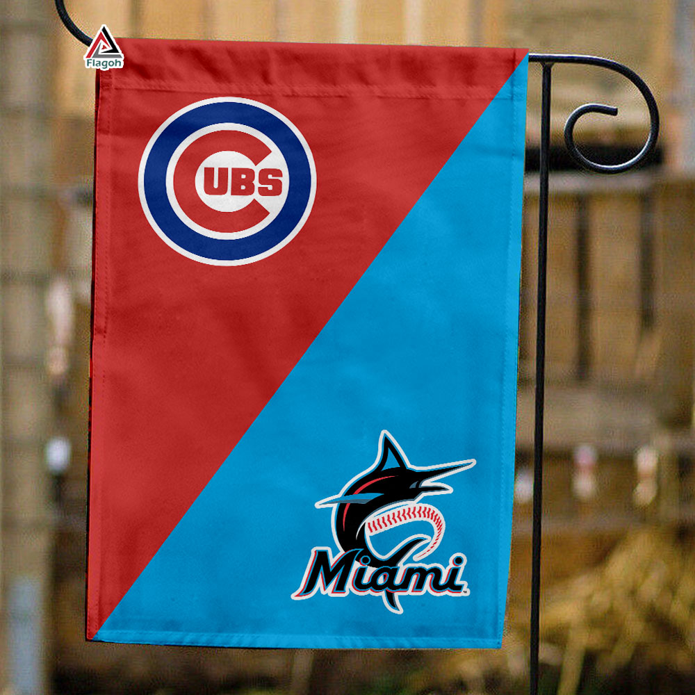 Cubs vs Marlins House Divided Flag, MLB House Divided Flag