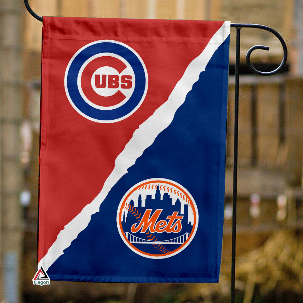 Cubs vs Mets House Divided Flag, MLB House Divided Flag