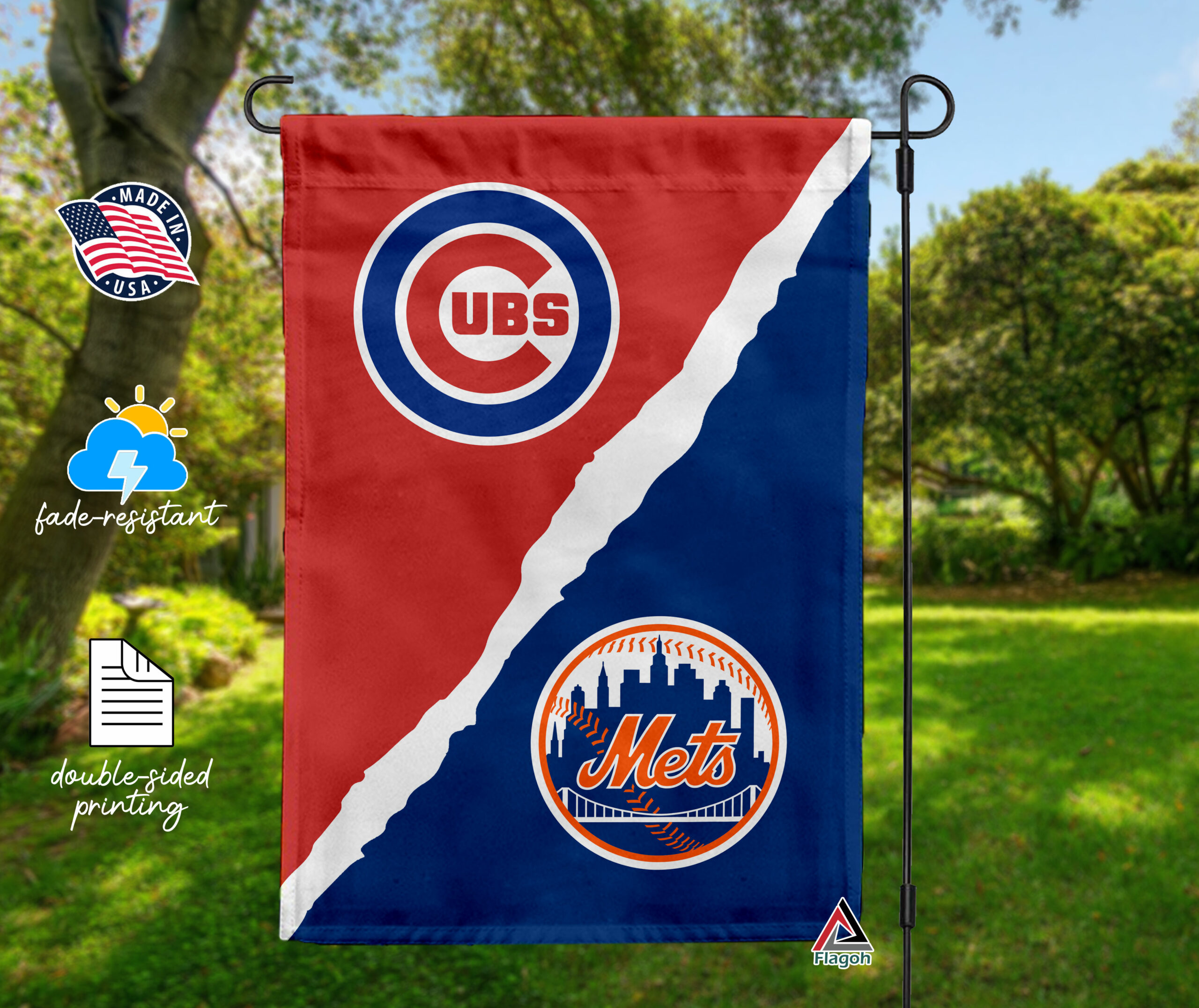Cubs vs Mets House Divided Flag, MLB House Divided Flag - Image 4