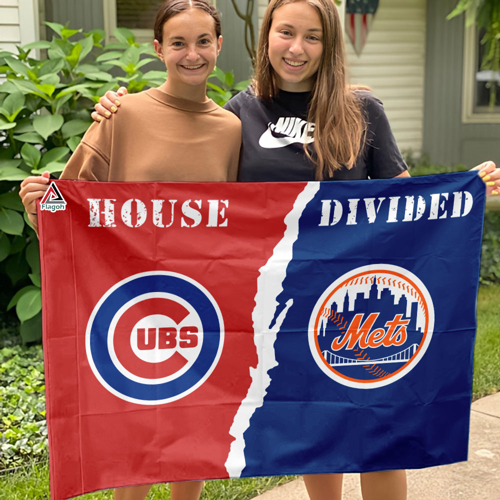 Cubs vs Mets House Divided Flag, MLB House Divided Flag - Image 3