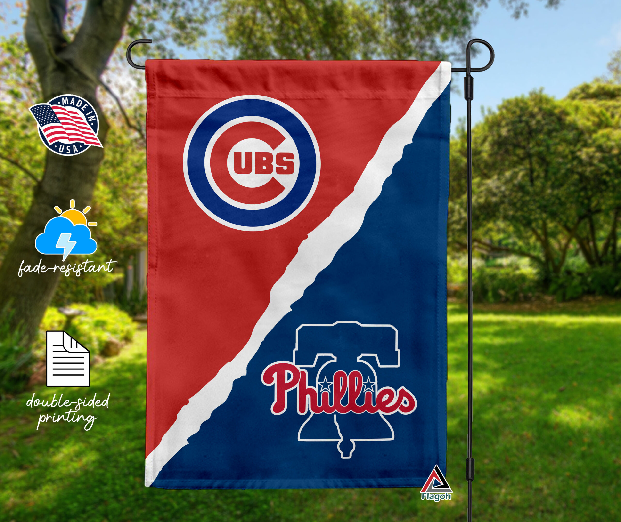 Cubs vs Phillies House Divided Flag, MLB House Divided Flag - Image 3