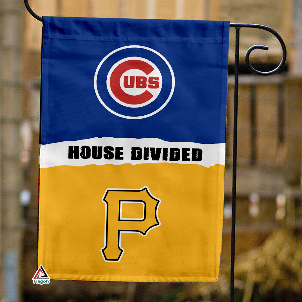 Cubs vs Pirates House Divided Flag, MLB House Divided Flag