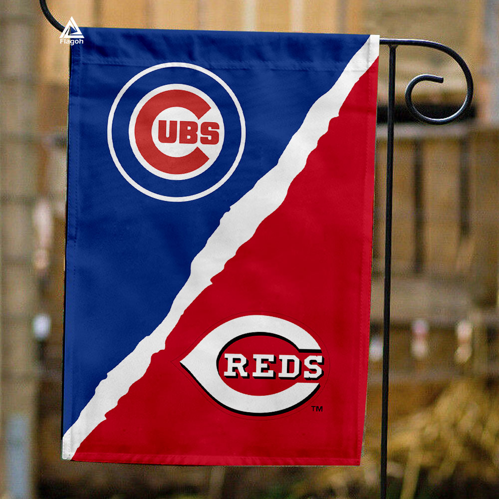 Cubs vs Reds House Divided Flag, MLB House Divided Flag