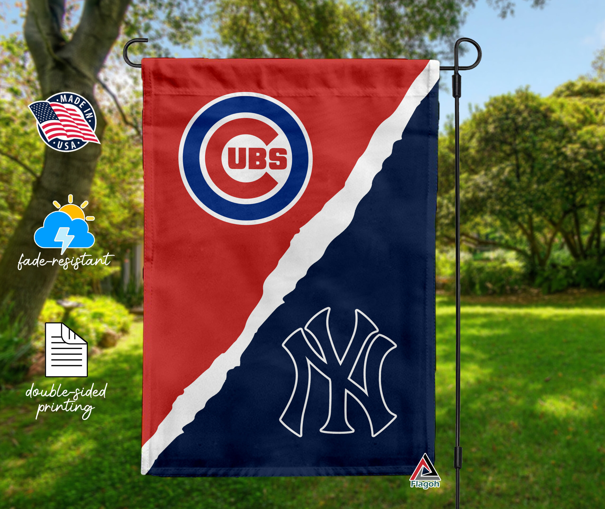 Cubs vs Yankees House Divided Flag, MLB House Divided Flag - Image 4
