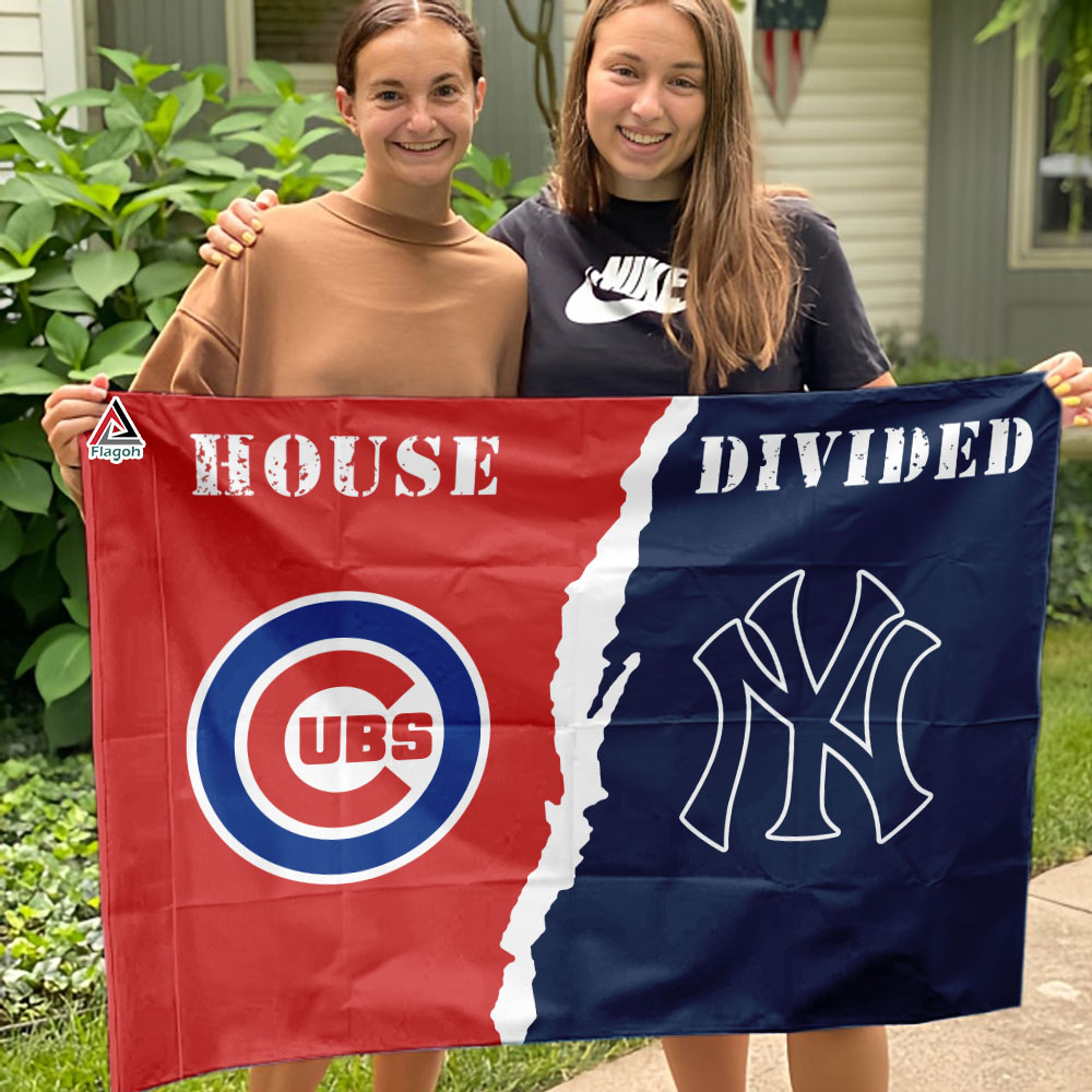 Cubs vs Yankees House Divided Flag, MLB House Divided Flag - Image 3