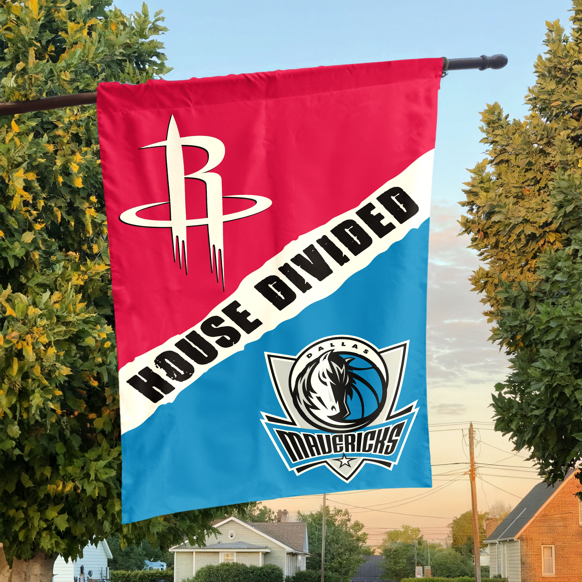 Dallas vs Houston House Divided Flag, NBA House Divided Flag