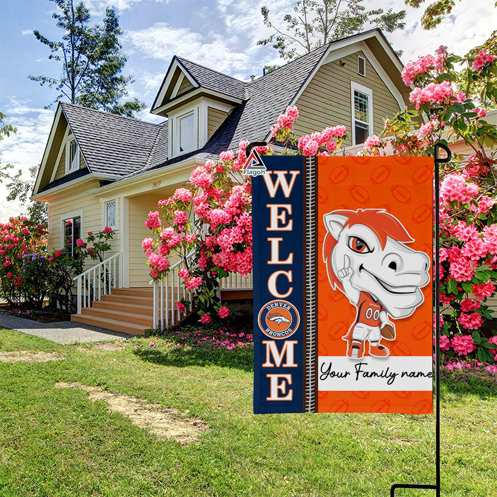 Denver Broncos Football Flag, Thunder Mascot Personalized Football Fan Welcome Flags, Custom Family Name NFL Decor - Image 7