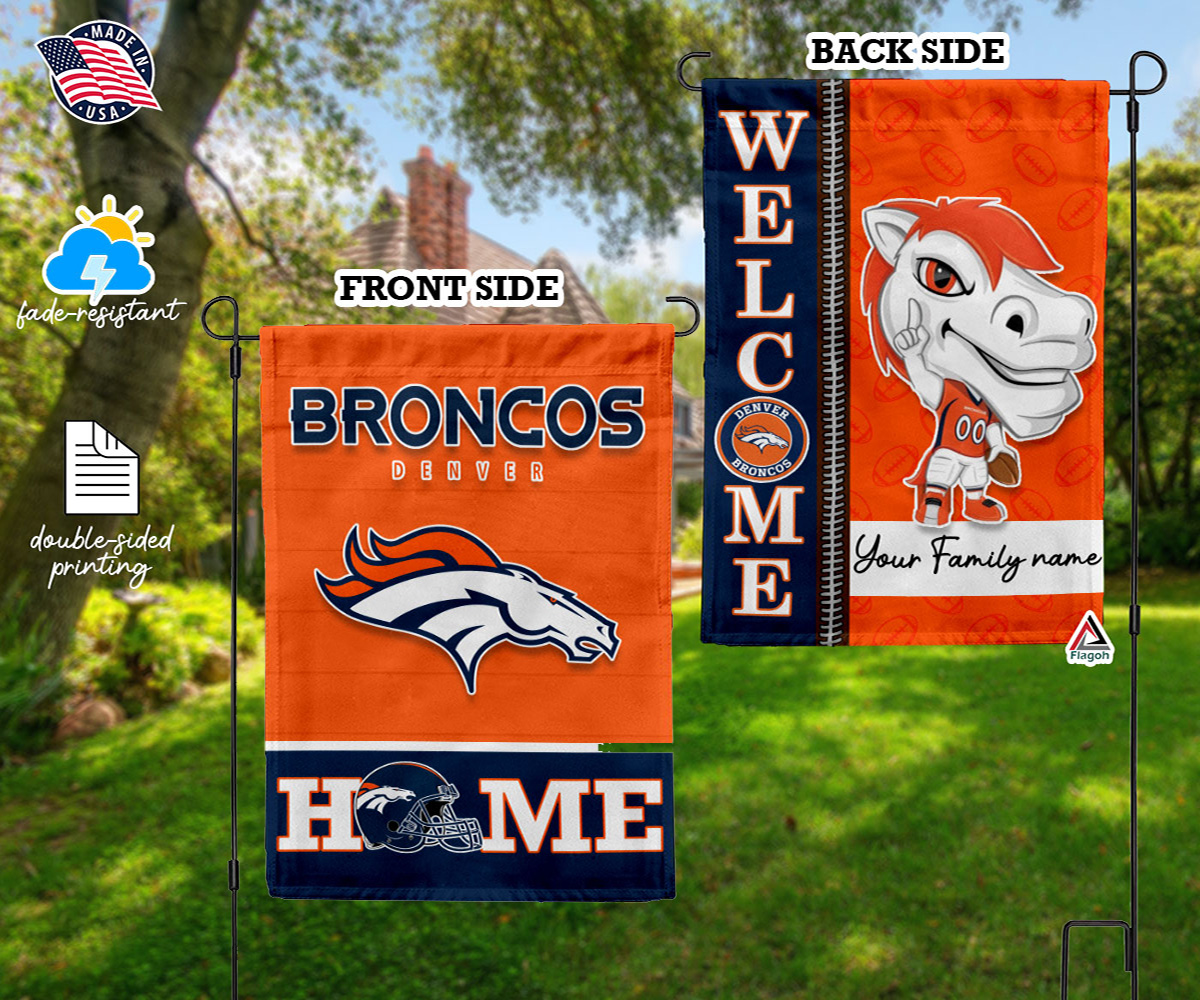 Denver Broncos Football Flag, Thunder Mascot Personalized Football Fan Welcome Flags, Custom Family Name NFL Decor - Image 8