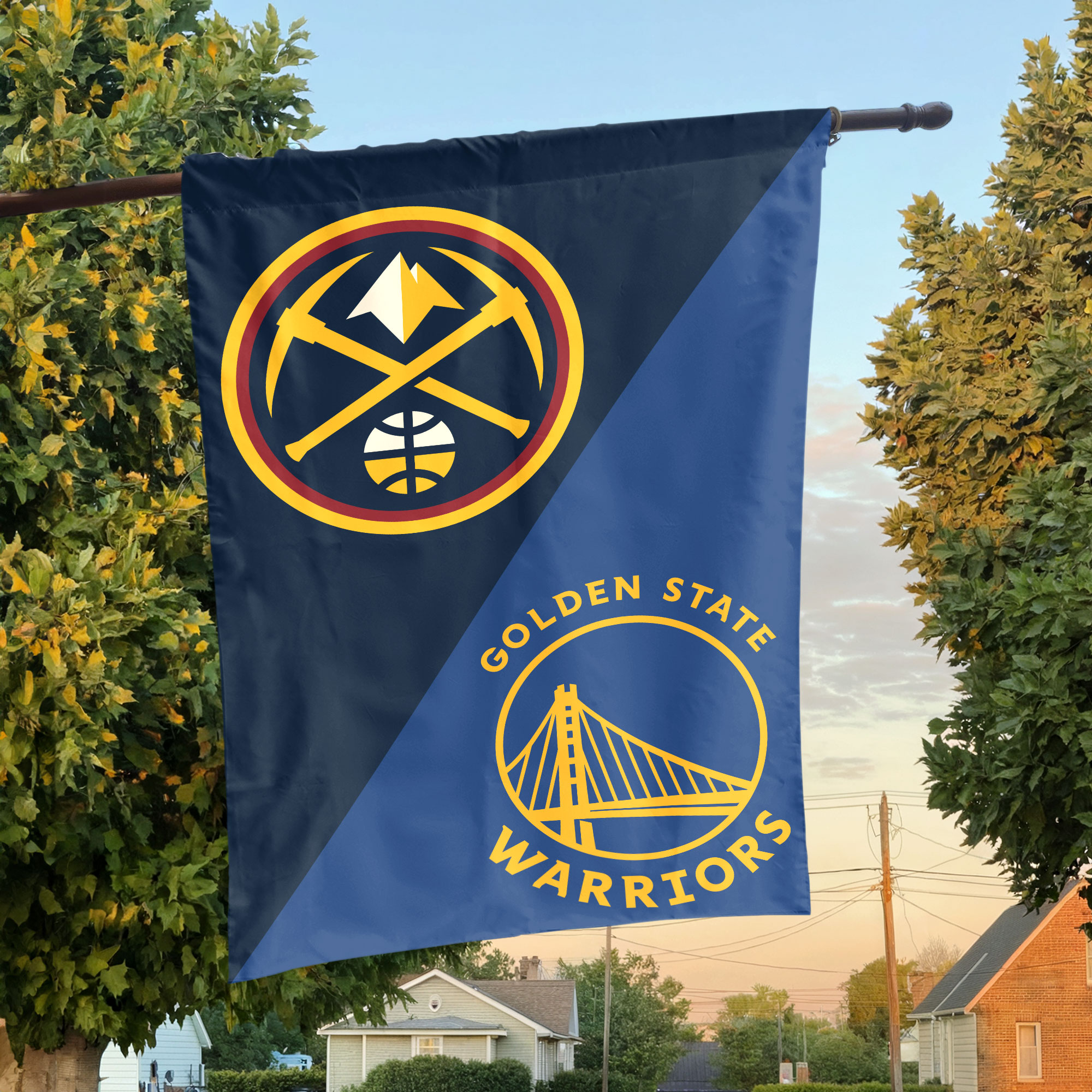 Denver vs Golden State House Divided Flag, NBA House Divided Flag