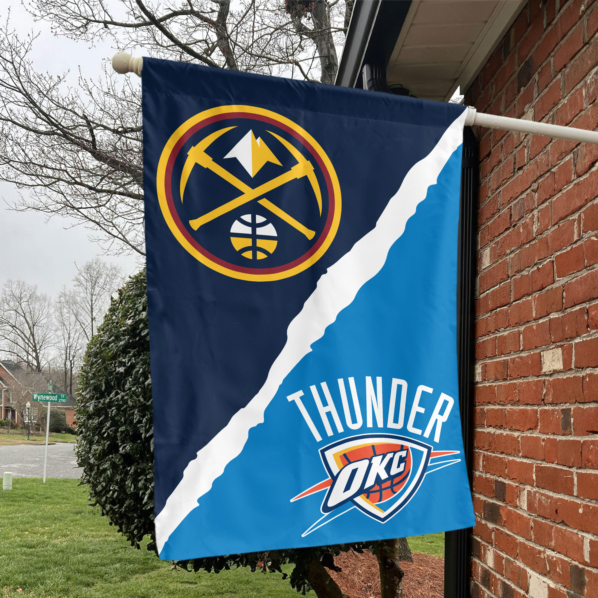 Denver vs Oklahoma City House Divided Flag, NBA House Divided Flag