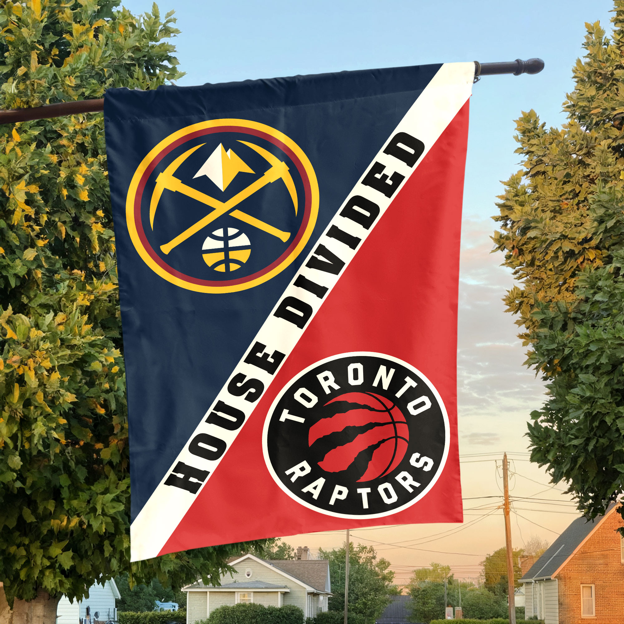 Denver vs Toronto House Divided Flag, NBA House Divided Flag
