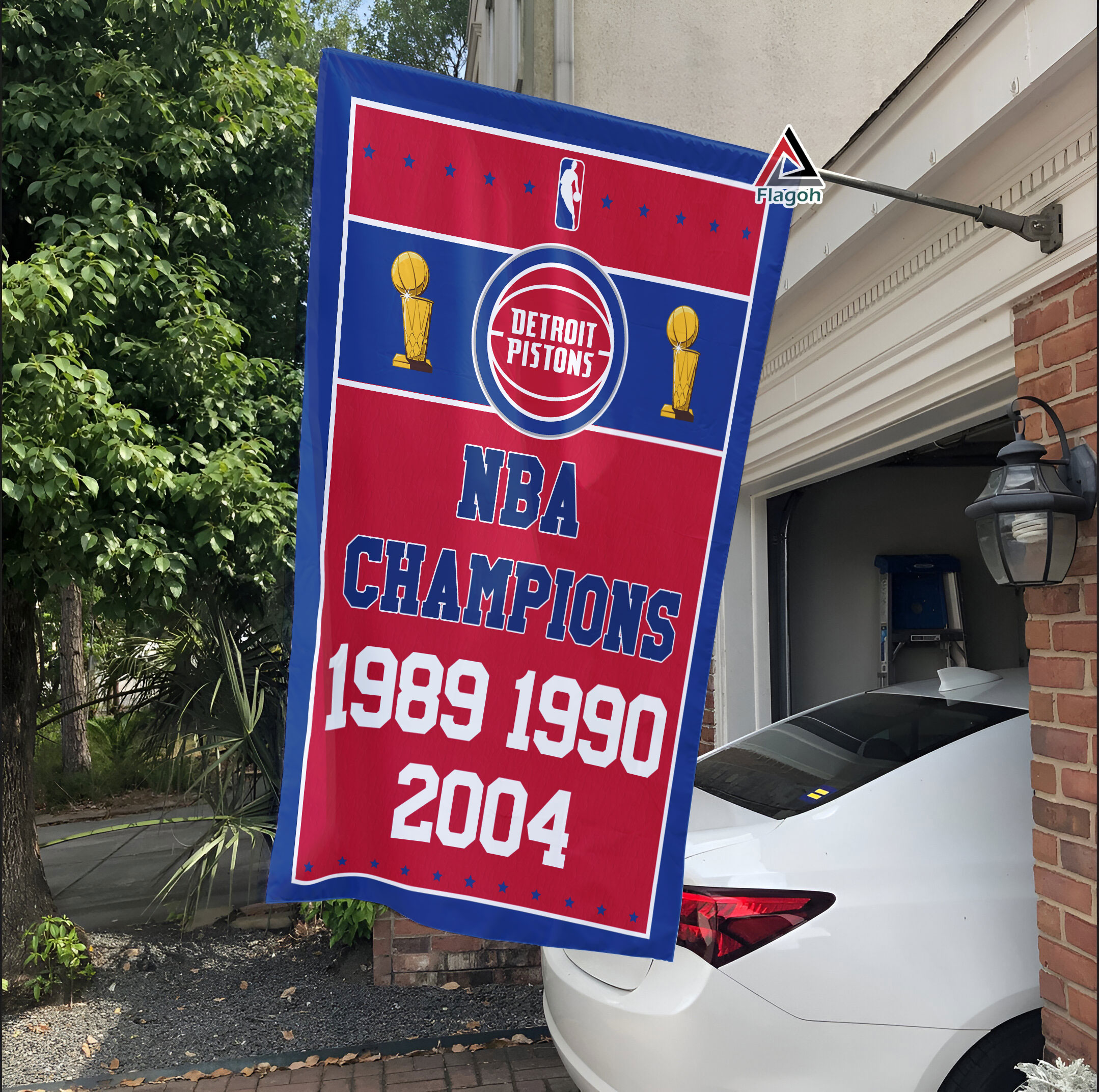 Detroit Pistons Championship Flag, NBA Premium Flag, NBA Championship Flag - Image 3