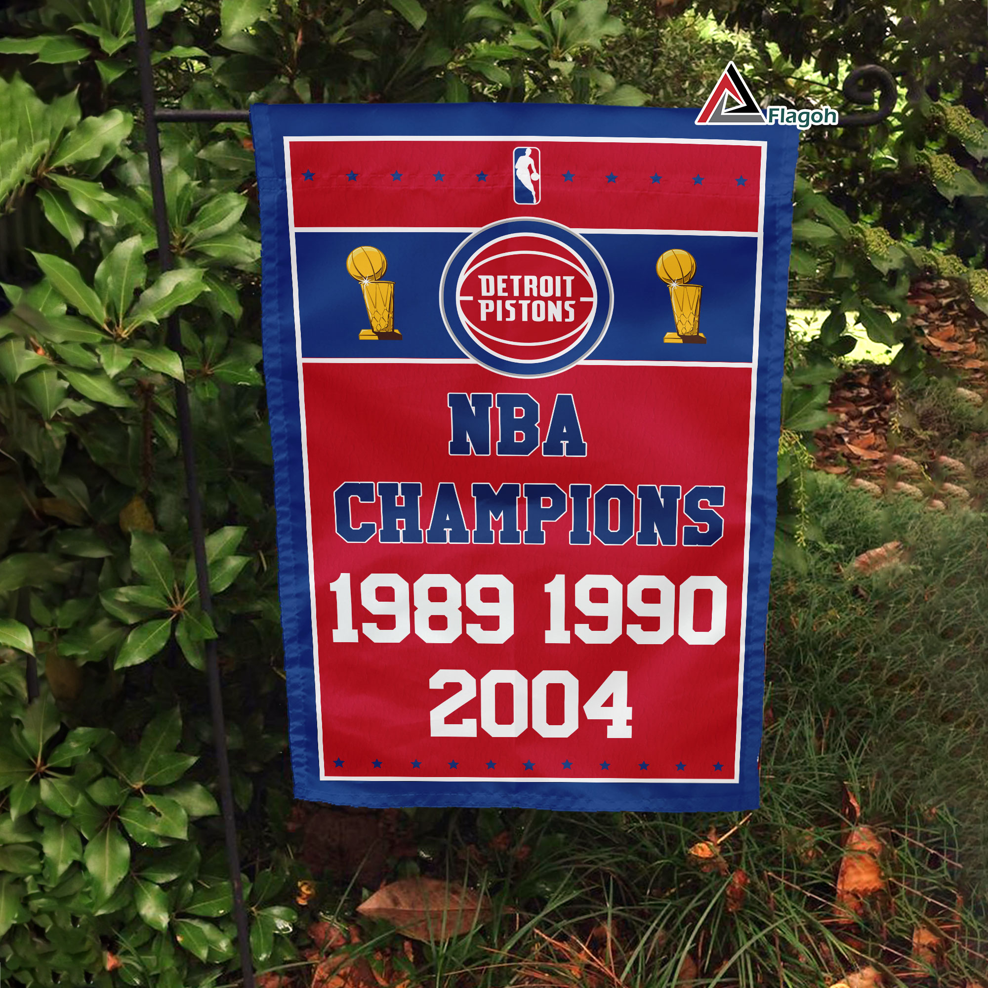 Detroit Pistons Championship Flag, NBA Premium Flag, NBA Championship Flag - Image 4