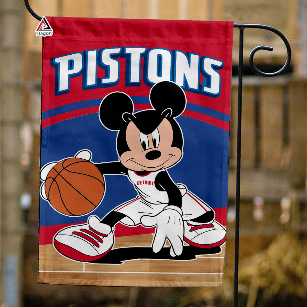 Detroit Pistons x Mickey Basketball Flag, NBA Premium Flag