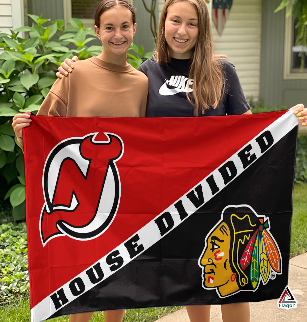 Devils vs Blackhawks House Divided Flag, NHL House Divided Flag - Image 3