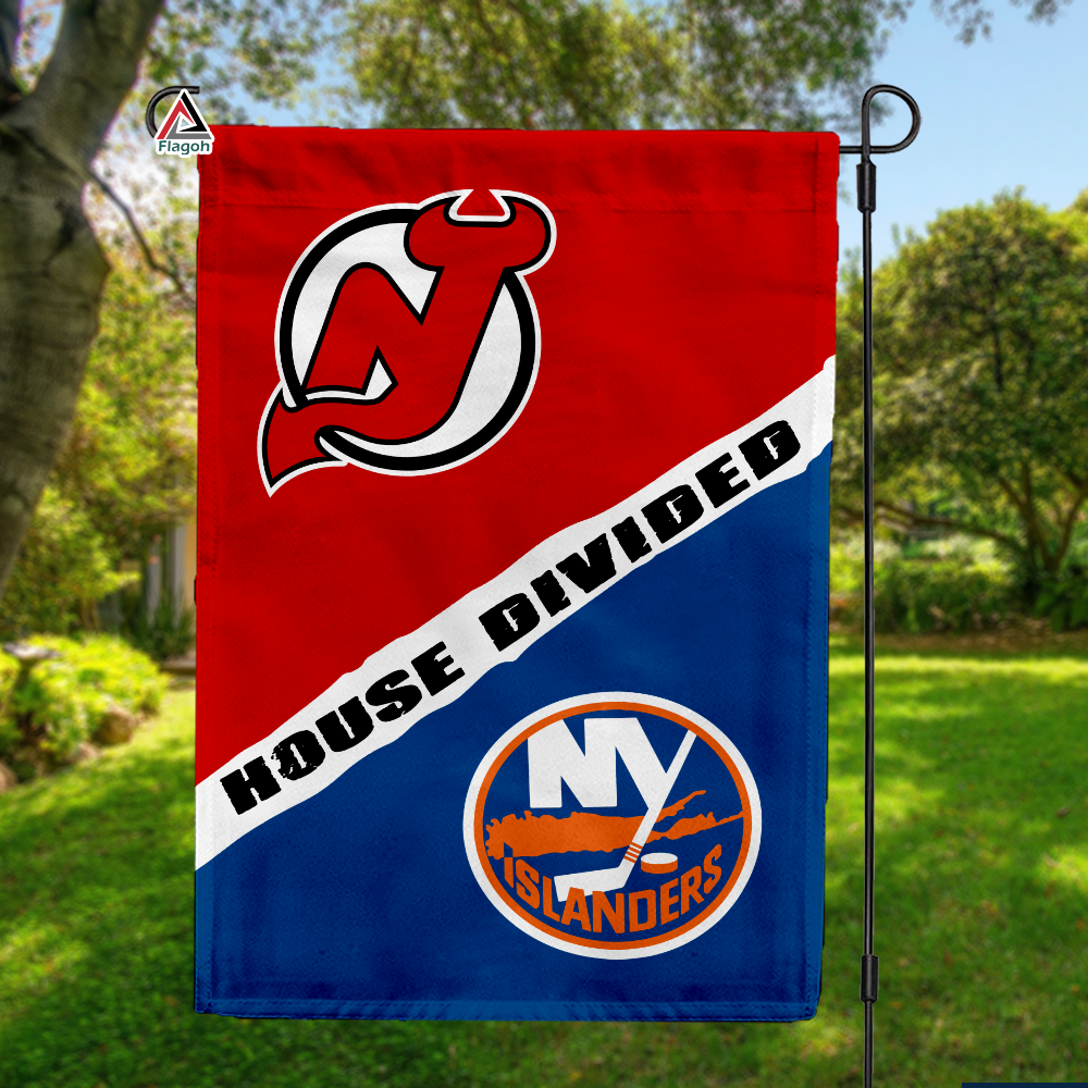 Devils vs Islanders House Divided Flag, NHL House Divided Flag