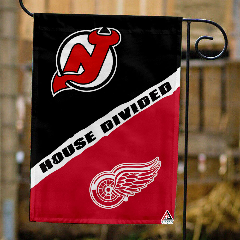 Devils vs Red Wings House Divided Flag, NHL House Divided Flag