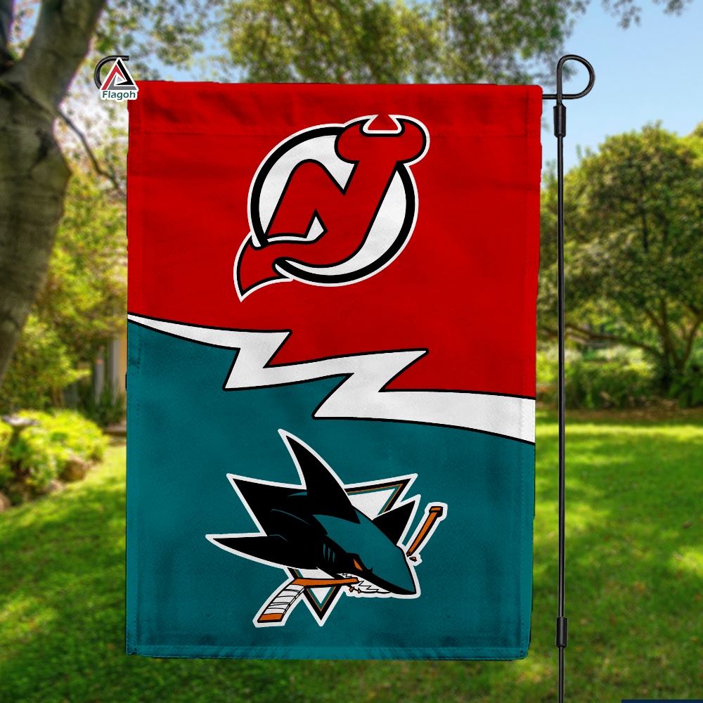 Devils vs Sharks House Divided Flag, NHL House Divided Flag
