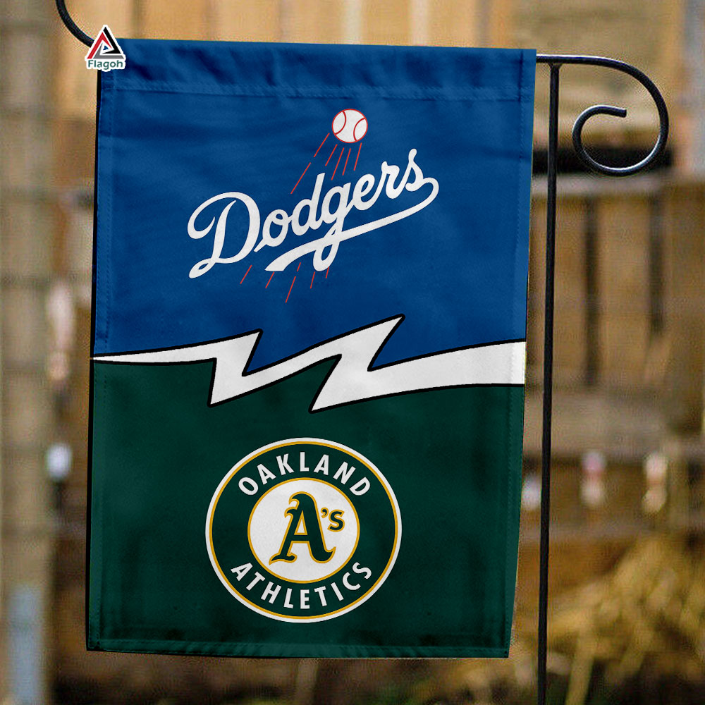 Dodgers vs Athletics House Divided Flag, MLB House Divided Flag
