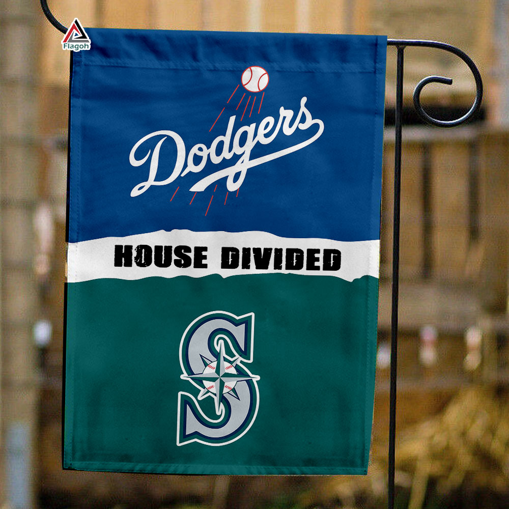 Dodgers vs Mariners House Divided Flag, MLB House Divided Flag