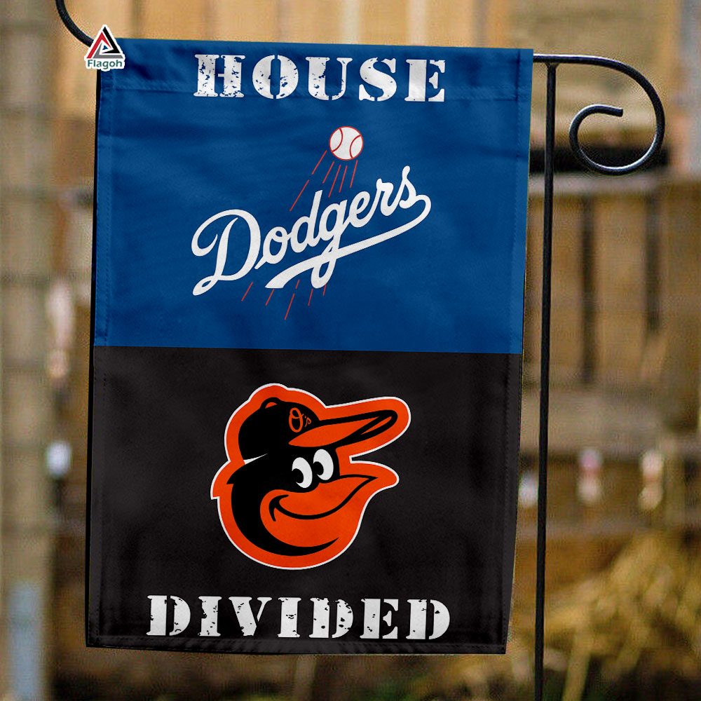 Dodgers vs Orioles House Divided Flag, MLB House Divided Flag