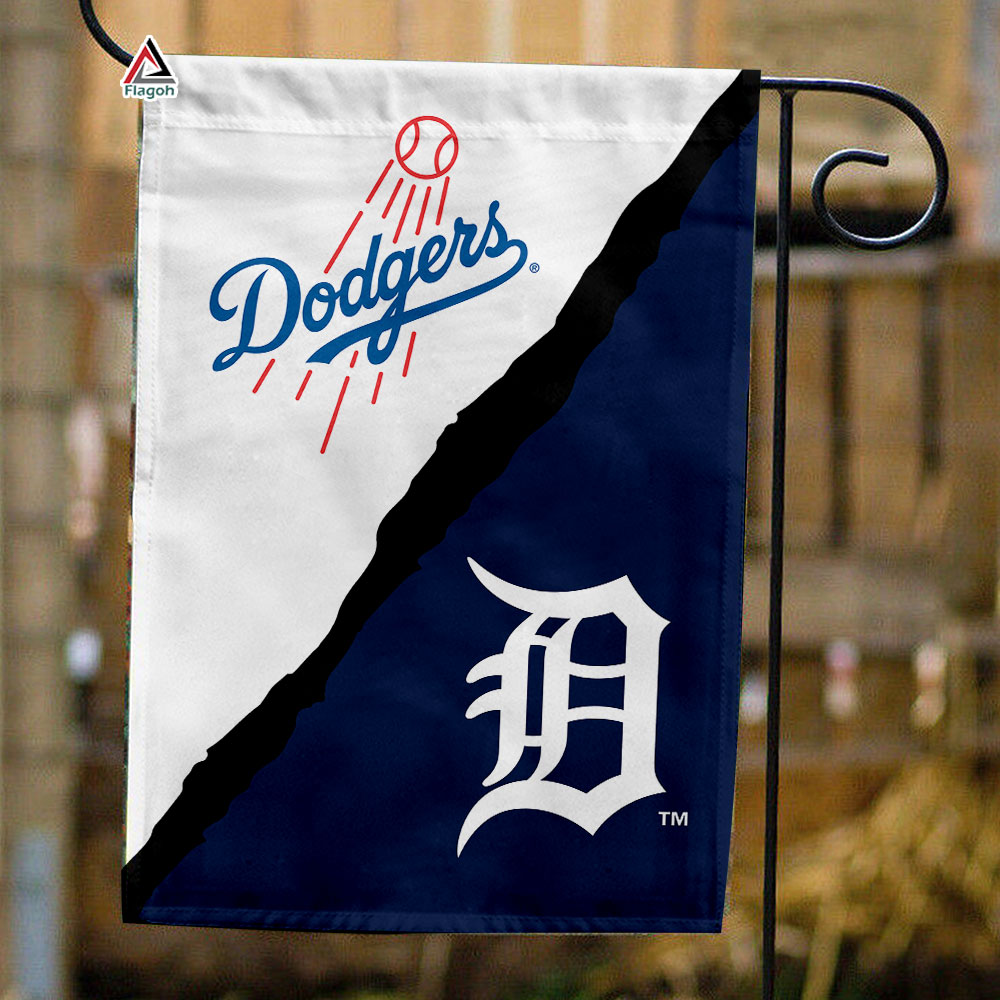Dodgers vs Tigers House Divided Flag, MLB House Divided Flag