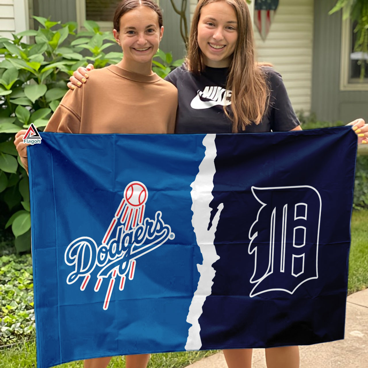 Dodgers vs Tigers House Divided Flag, MLB House Divided Flag - Image 3
