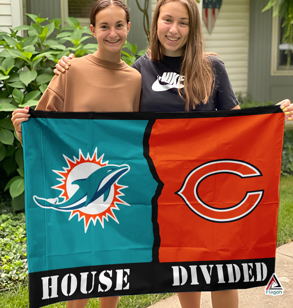Dolphins vs Bears House Divided Flag, NFL House Divided Flag - Image 3