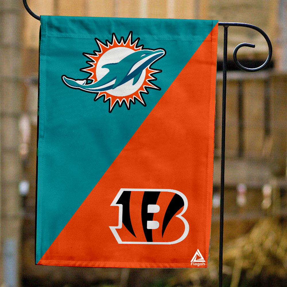 Dolphins vs Bengals House Divided Flag, NFL House Divided Flag