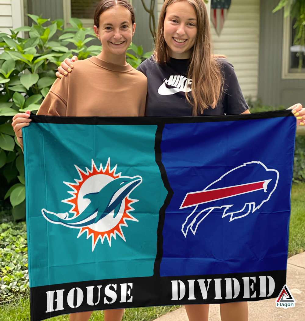 Dolphins vs Bills House Divided Flag, NFL House Divided Flag - Image 3