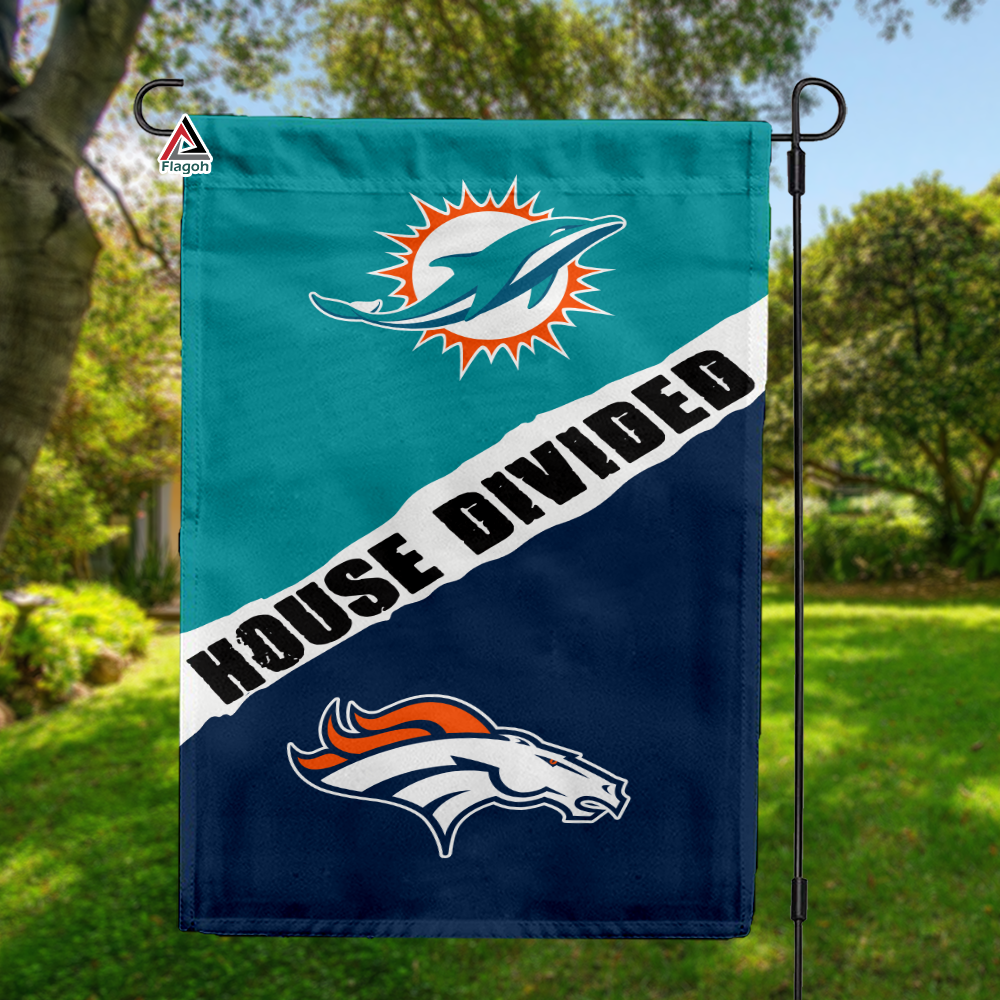 Dolphins vs Broncos House Divided Flag, NFL House Divided Flag