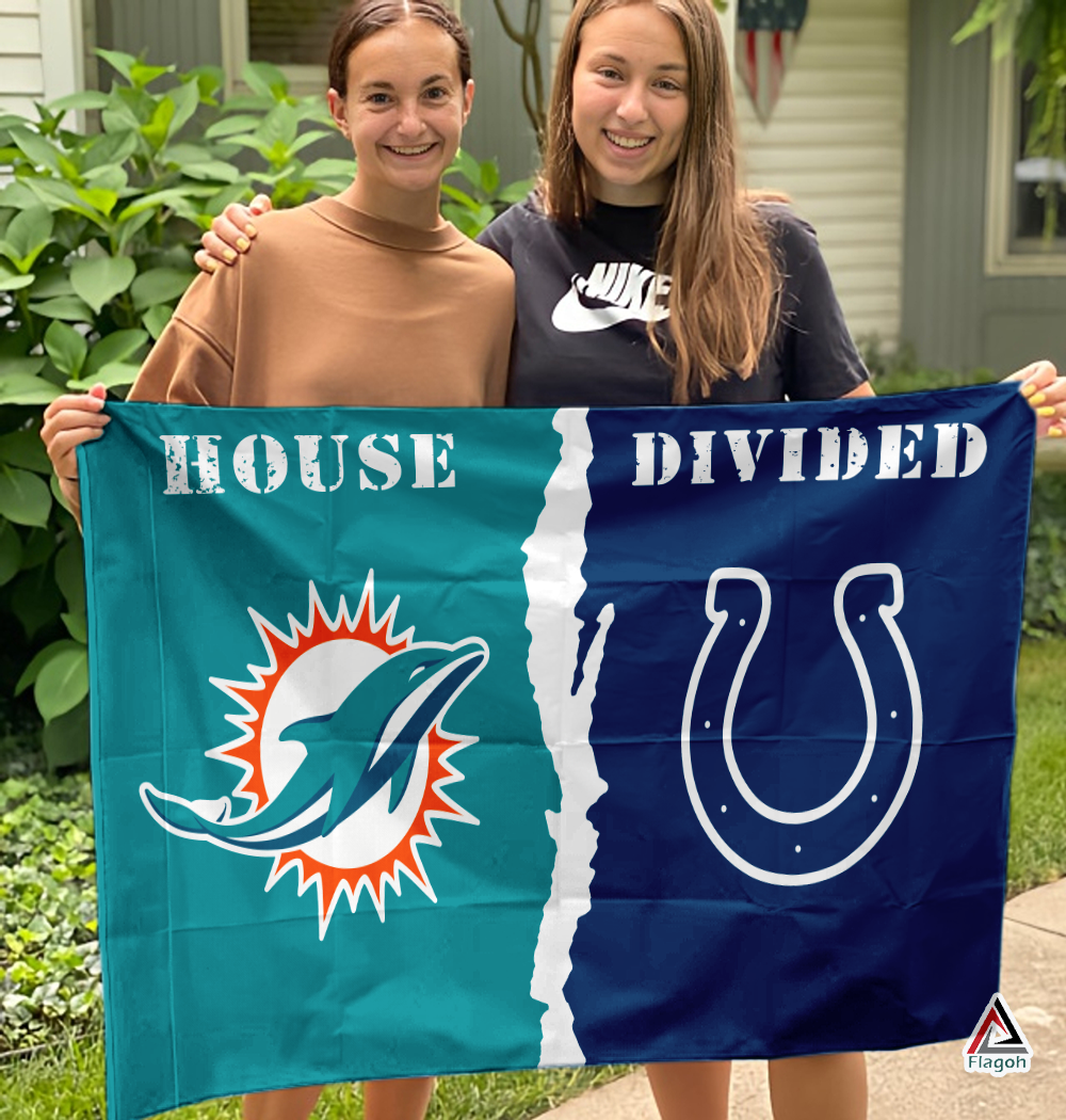 Dolphins vs Colts House Divided Flag, NFL House Divided Flag - Image 3