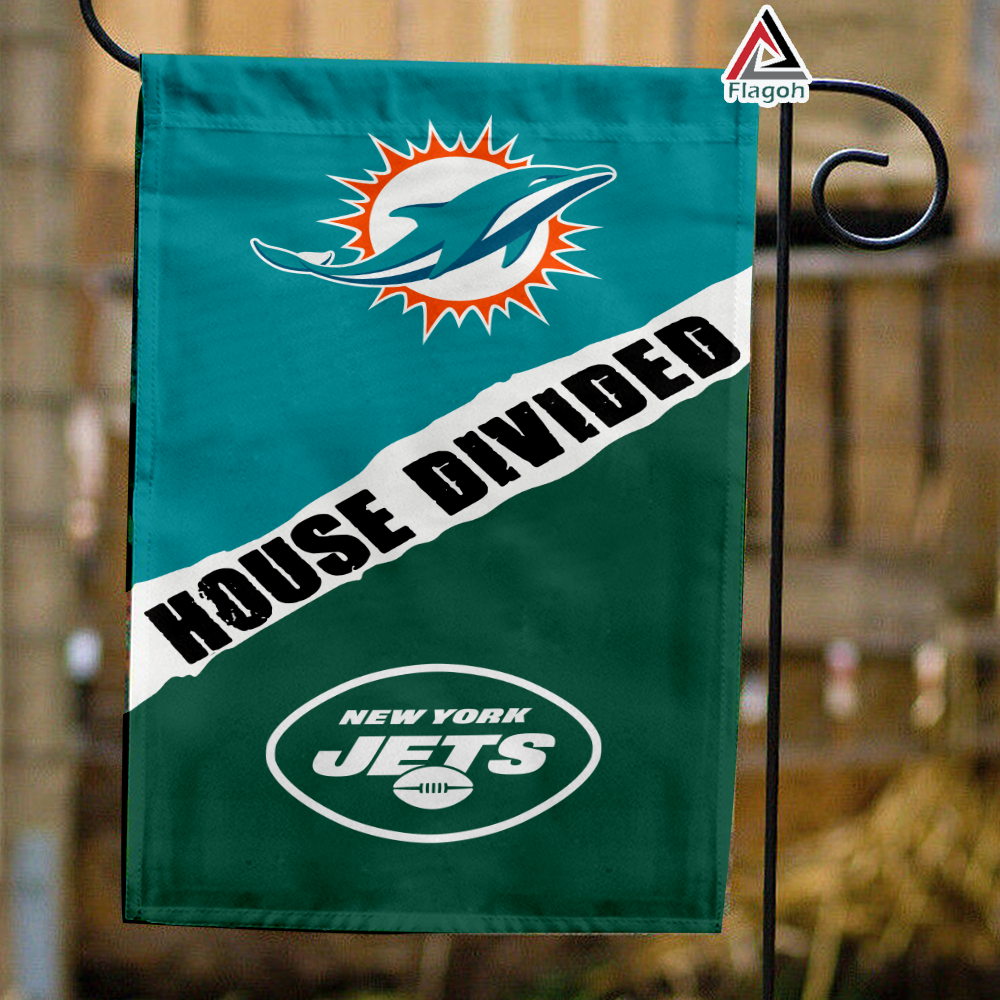Dolphins vs Jets House Divided Flag, NFL House Divided Flag