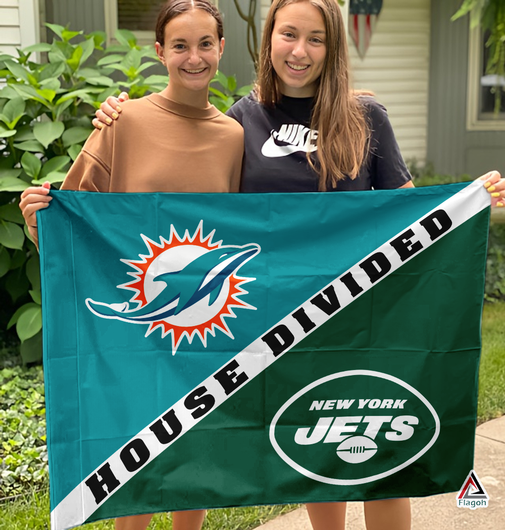 Dolphins vs Jets House Divided Flag, NFL House Divided Flag - Image 3