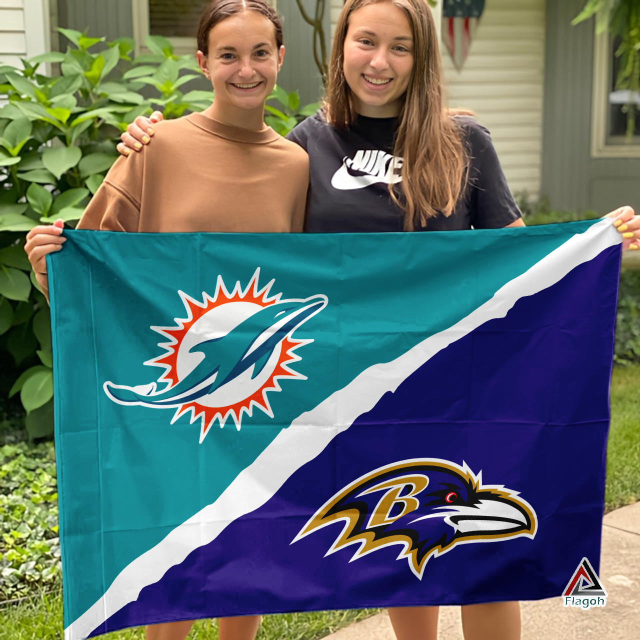 Dolphins vs Ravens House Divided Flag, NFL House Divided Flag - Image 3