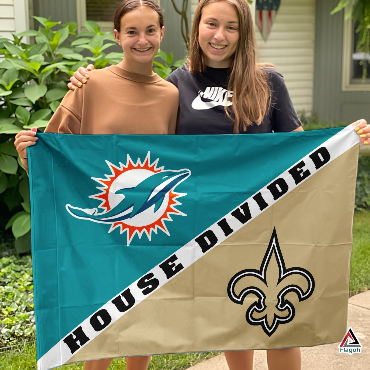 Dolphins vs Saints House Divided Flag, NFL House Divided Flag - Image 3