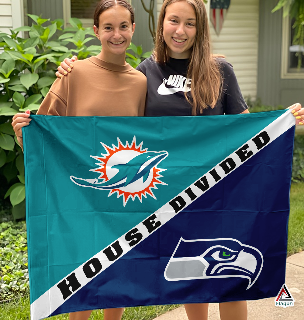Dolphins vs Seahawks House Divided Flag, NFL House Divided Flag - Image 3