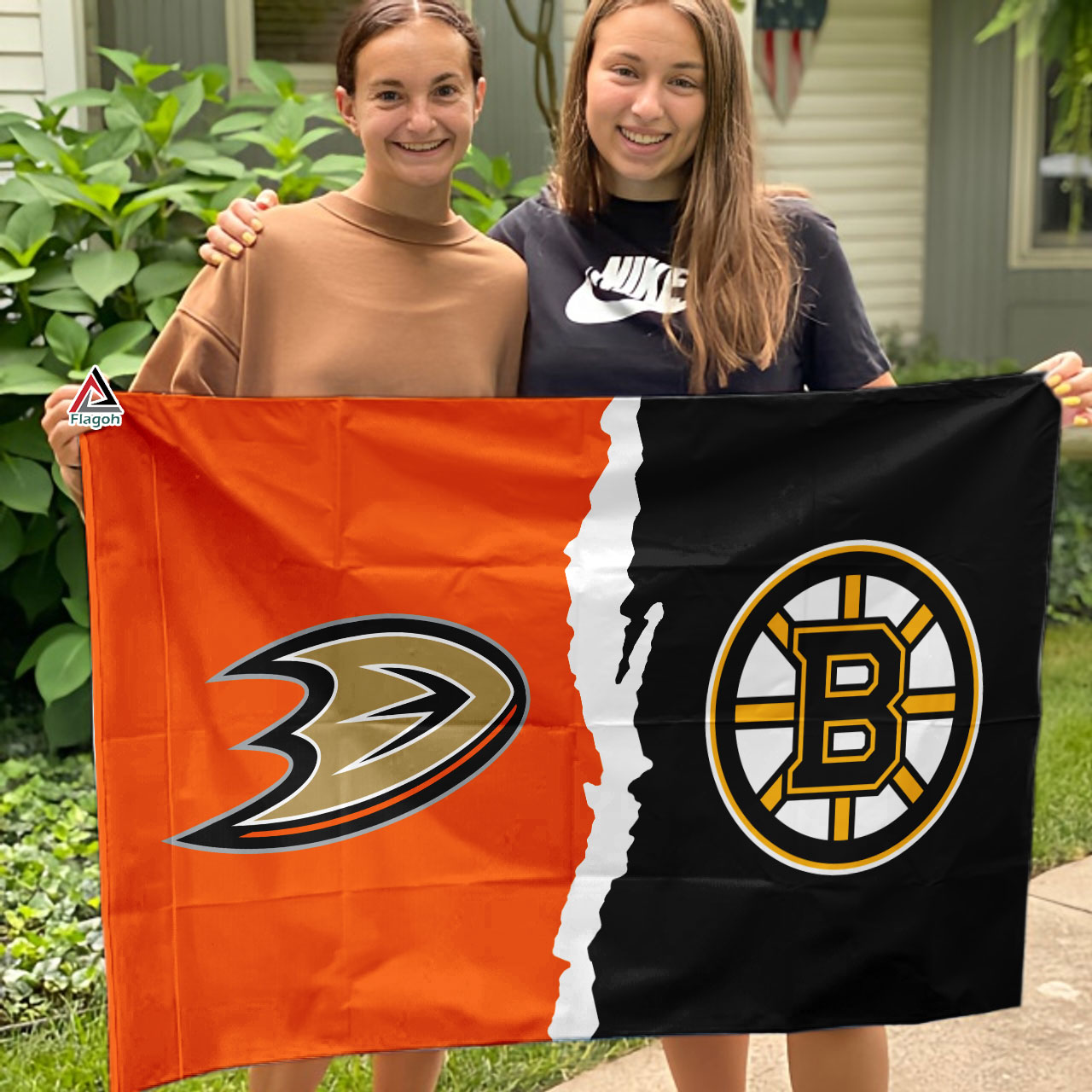 Ducks vs Bruins House Divided Flag, NHL House Divided Flag - Image 3