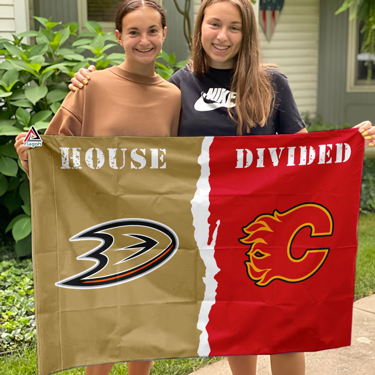 Ducks vs Flames House Divided Flag, NHL House Divided Flag - Image 3