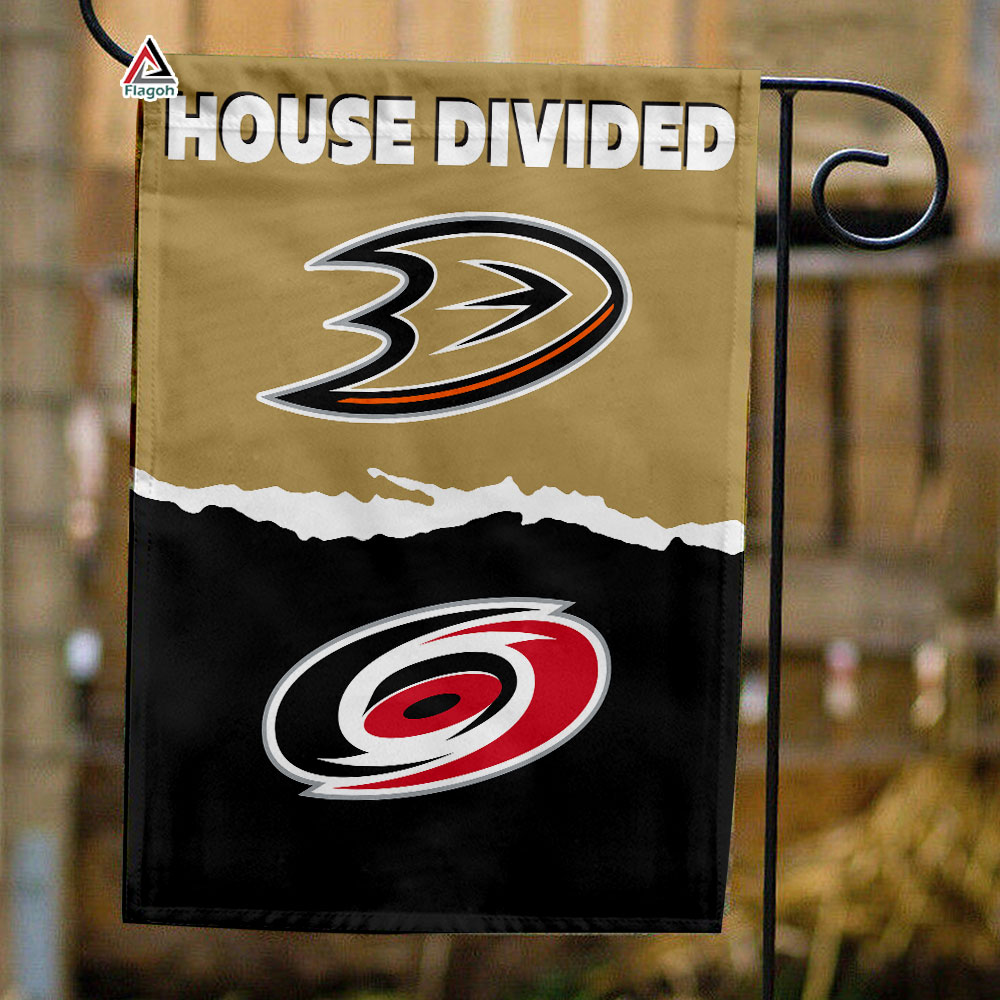 Ducks vs Hurricanes House Divided Flag, NHL House Divided Flag