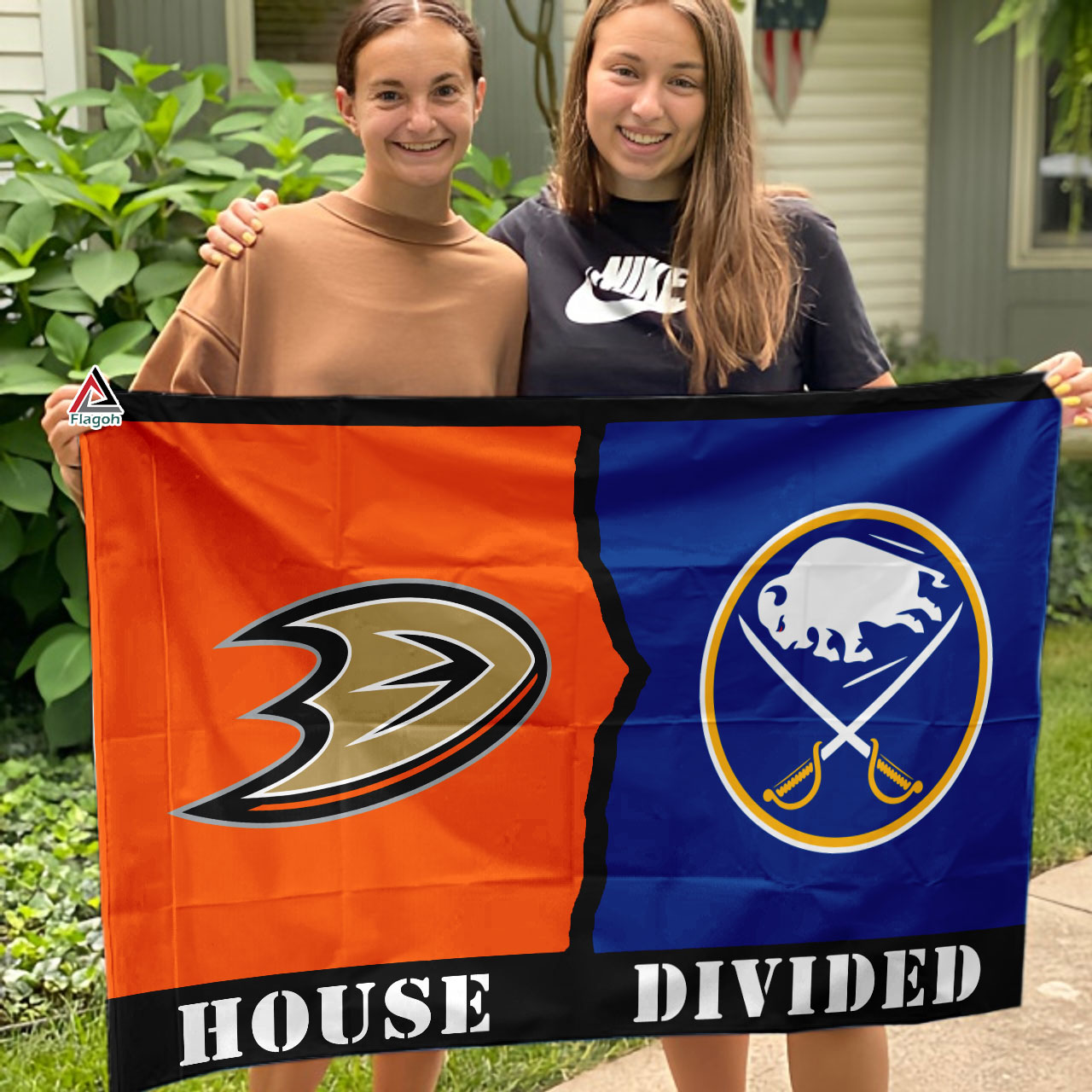 Ducks vs Sabres House Divided Flag, NHL House Divided Flag - Image 3