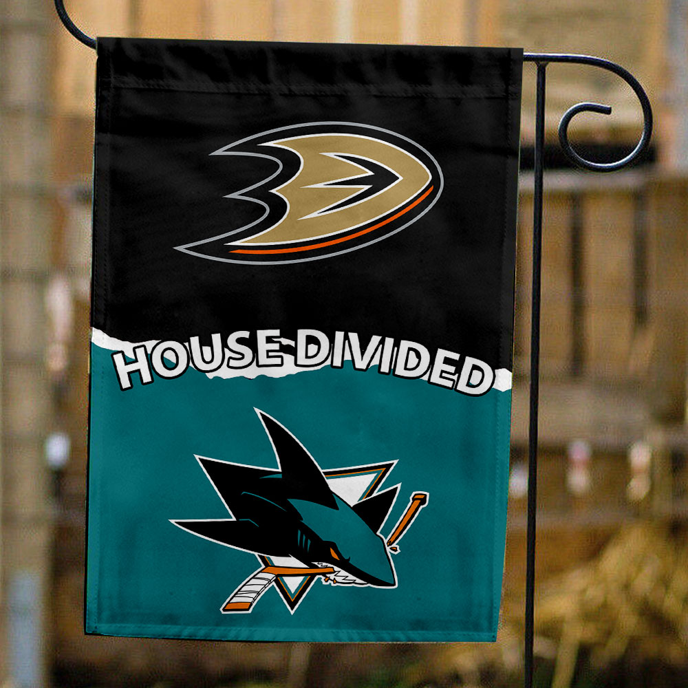 Ducks vs Sharks House Divided Flag, NHL House Divided Flag