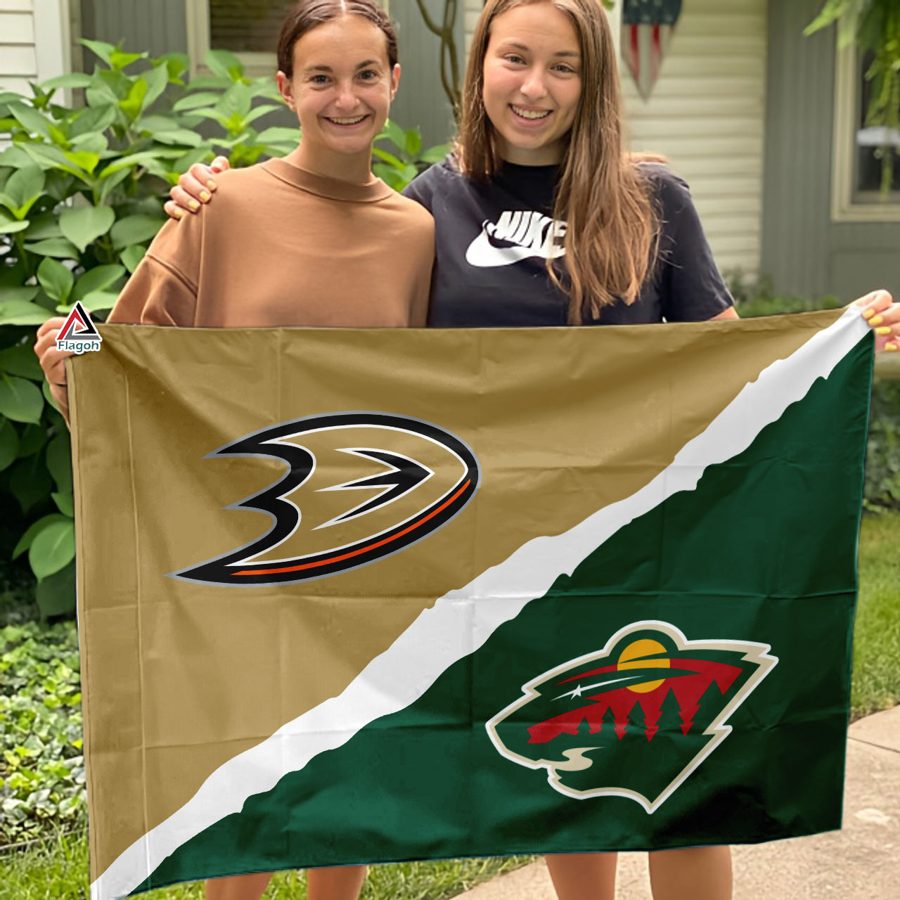 Ducks vs Wild House Divided Flag, NHL House Divided Flag - Image 3