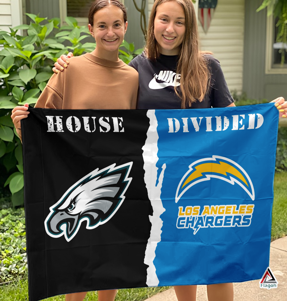 Eagles vs Chargers House Divided Flag, NFL House Divided Flag - Image 3