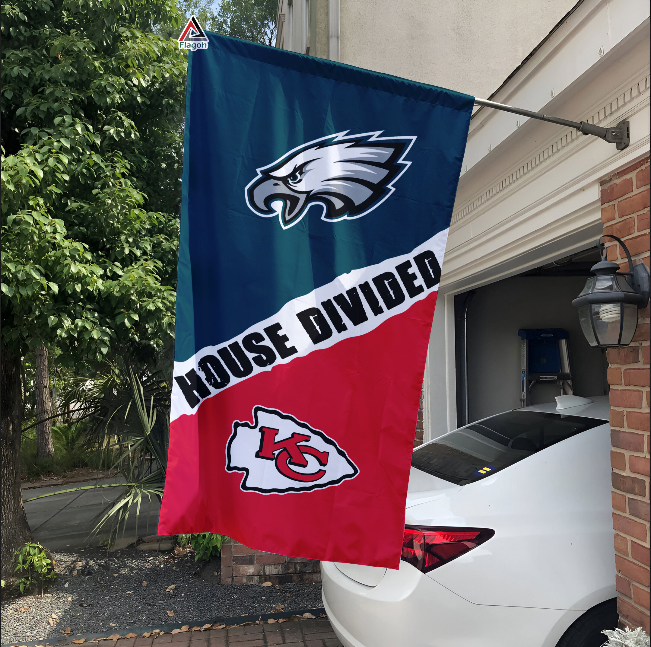 Eagles vs Chiefs House Divided Flag, NFL House Divided Flag - Image 2