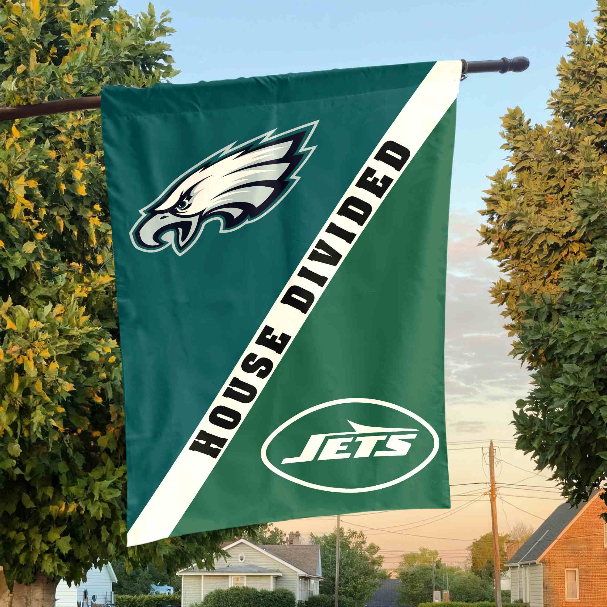 Eagles vs Jets House Divided Flag, NFL House Divided Flag