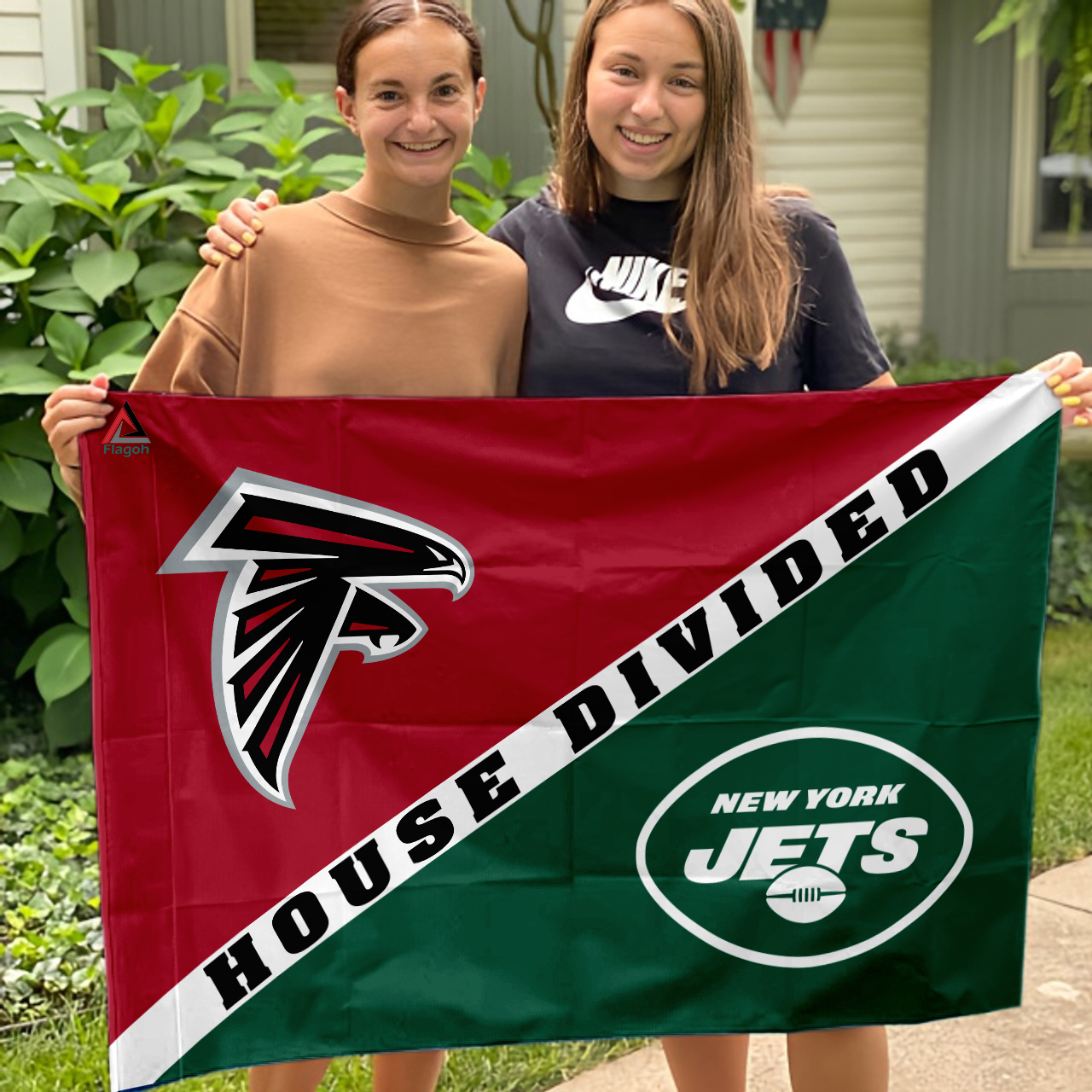 Falcons vs Jets House Divided Flag, NFL House Divided Flag - Image 3