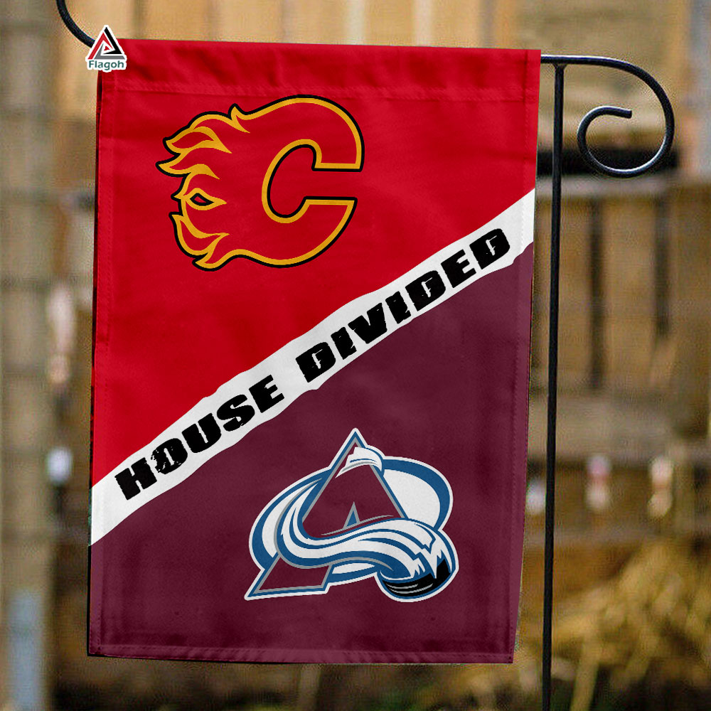 Flames vs Avalanche House Divided Flag, NHL House Divided Flag