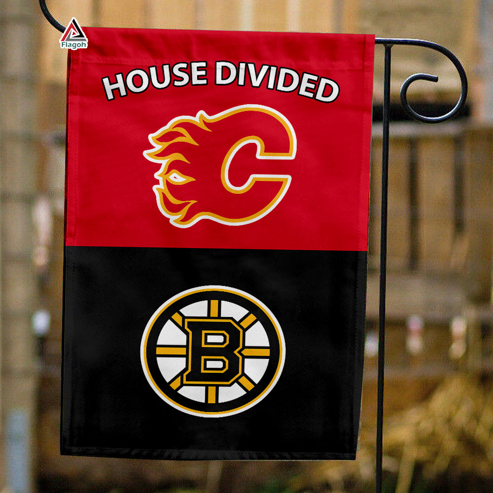 Flames vs Bruins House Divided Flag, NHL House Divided Flag