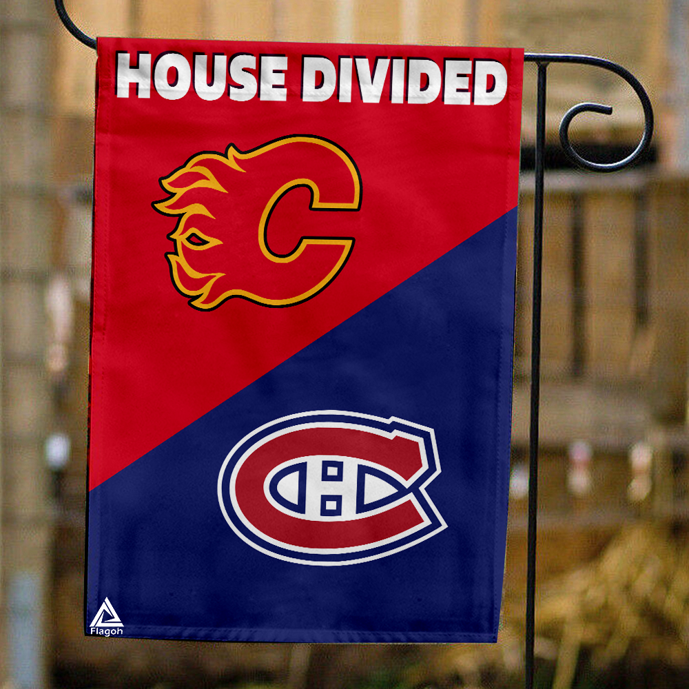 Flames vs Canadiens House Divided Flag, NHL House Divided Flag